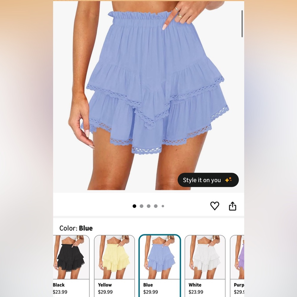 Tiered Ruffle Mini Skirt in Light Blue